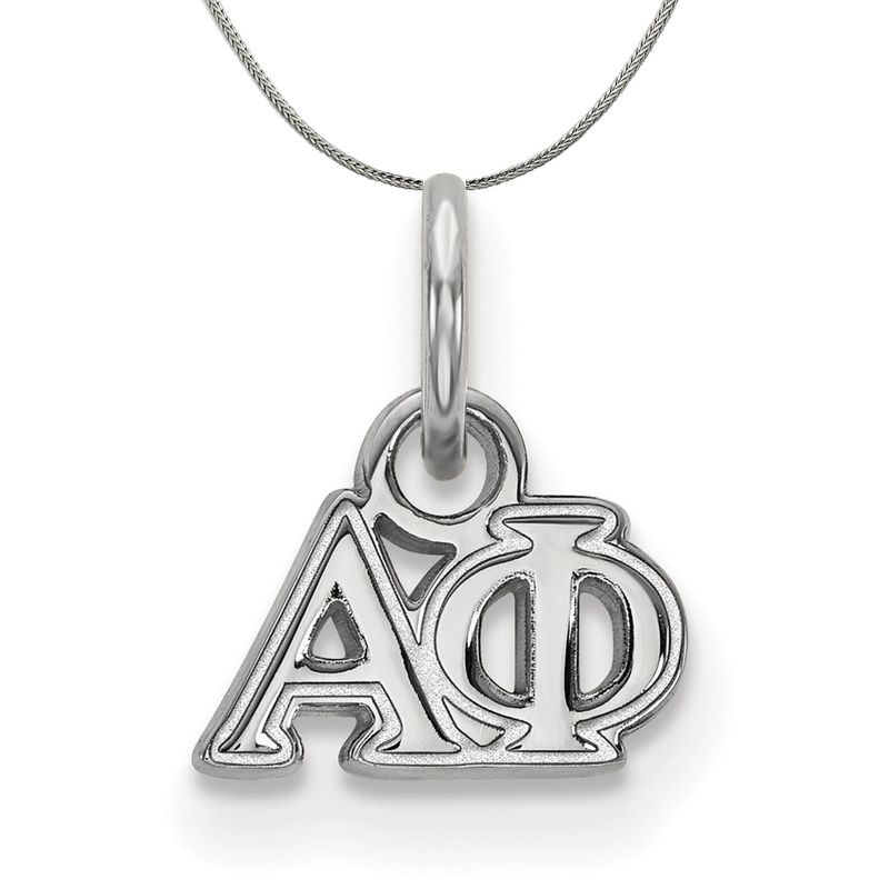 Sterling Silver Alpha Phi Xs (Tiny) Greek Pendant Necklace - 18 Inch